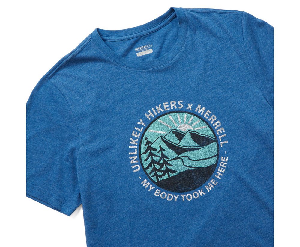 Merrell Short Sleeve Blue - Unlikely Hikers X Tee - Mens 18WMNTIGZ